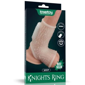 6970260900508 vibrating drip knights ring with sleeve (white)