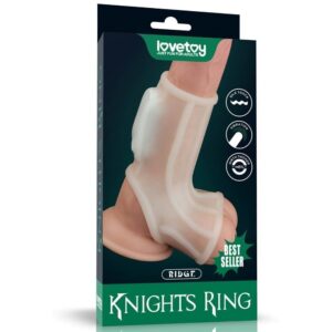 6970260900515 vibrating silk knights ring with sleeve (white) ii