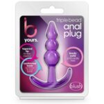 819835026075 b yours triple bead plug purple