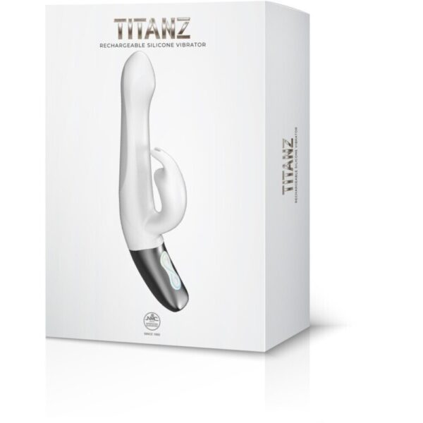 4897078635458-TITANZ 8.5" SILICONE RECHARGEABLE VIBRATOR IN IVORY WHITE
