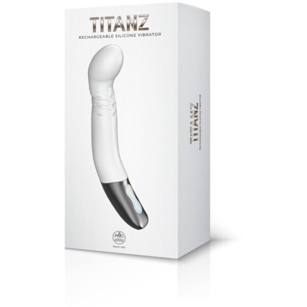 4897078635489-TITANZ 8" SILICONE RECHARGEABLE VIBRATOR IN IVORY WHITE