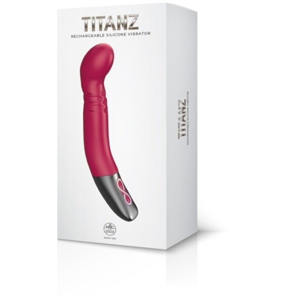 4897078635496-TITANZ 8" SILICONE RECHARGEABLE VIBRATOR IN PINK