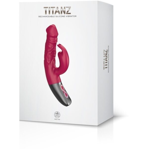 4897078635526-TITANZ 7" SILICONE RECHARGEABLE VIBRATOR IN PINK