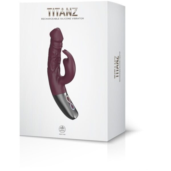 4897078635533-TITANZ 7" SILICONE RECHARGEABLE VIBRATOR IN RUBINE RED