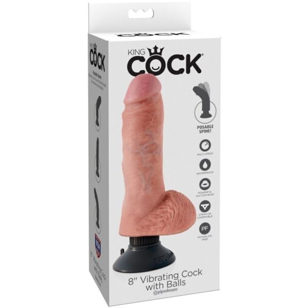 603912737776-8" Vibrating Cock with Balls  Light