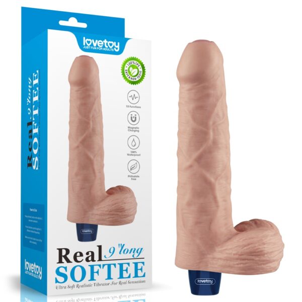 6942063401391-9" REAL SOFTEE Rechargeable Vibrating Dildo(Flesh)