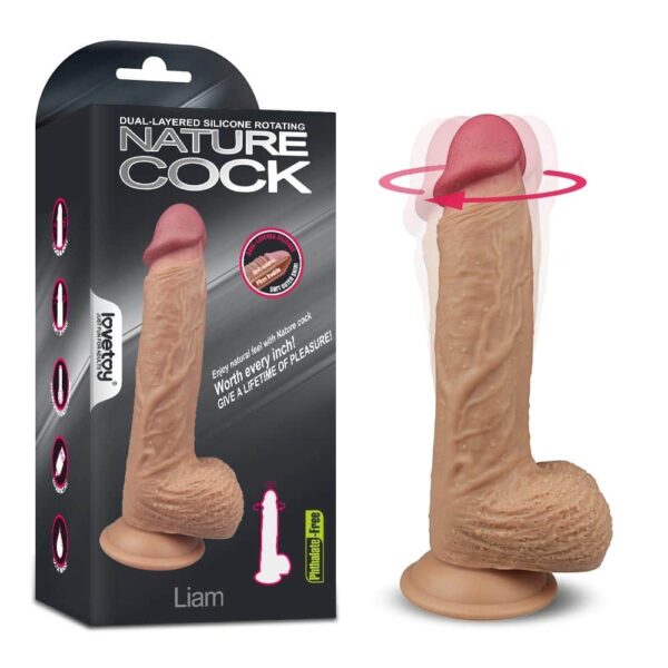 6970260908085-Dual layered Silicone Rotating Nature Cock Liam Flesh
